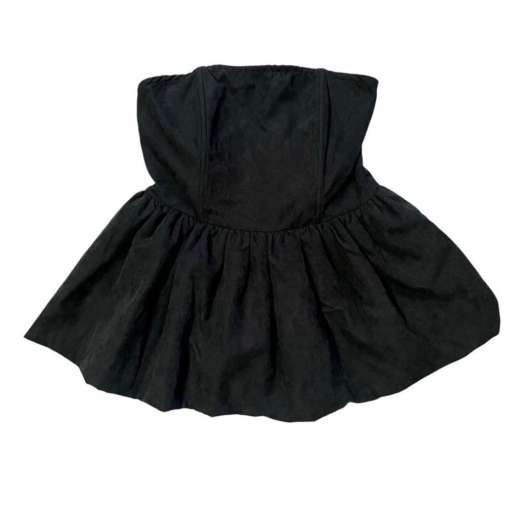 Cider Black Strapless Peplum Top Sleeveless Smocked Back NWT Size S